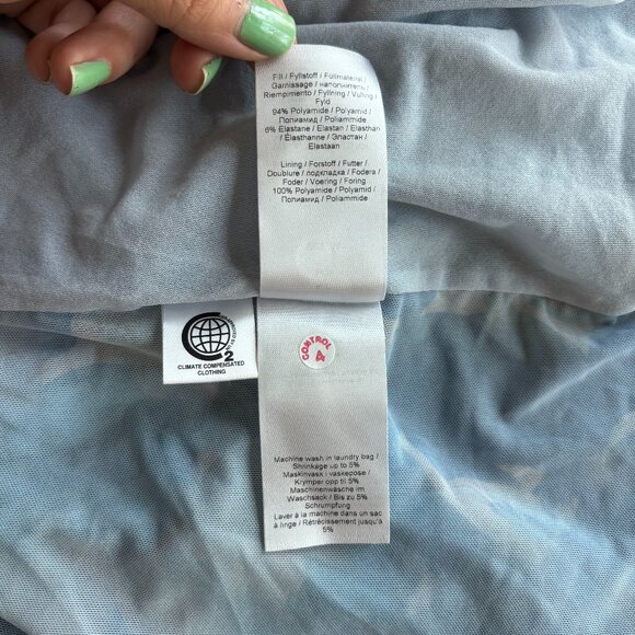 GANNI | Blue Watercolor Printed Mesh Long Sleeve Turtleneck Top Size US6, DK36 - Picture 5 of 6